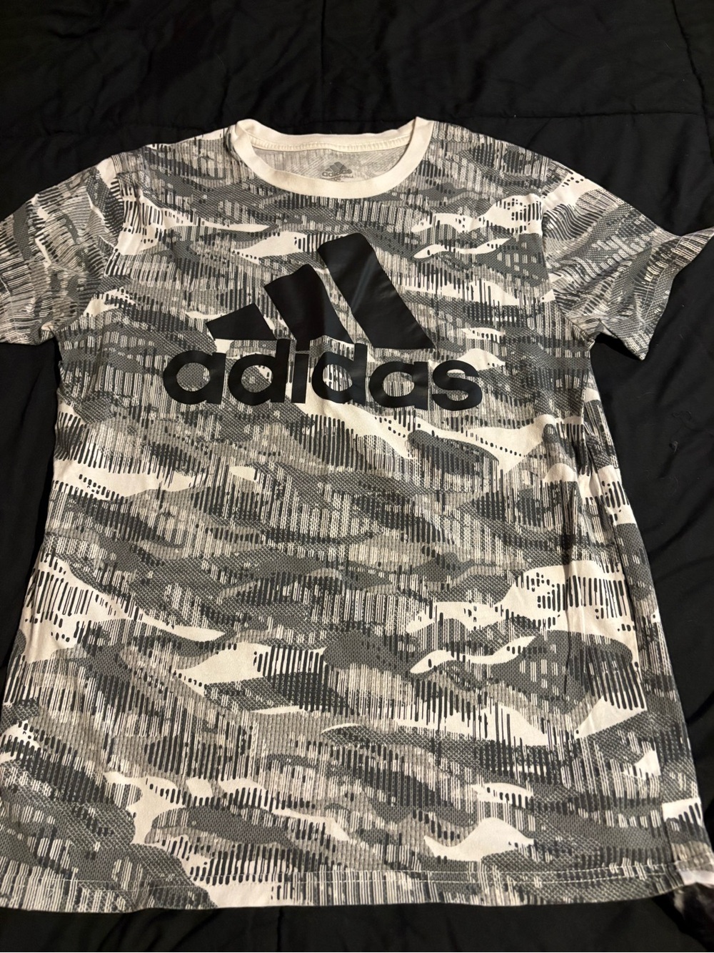 adidas Kids Gray & White Camo Short Sleeve Logo Tee